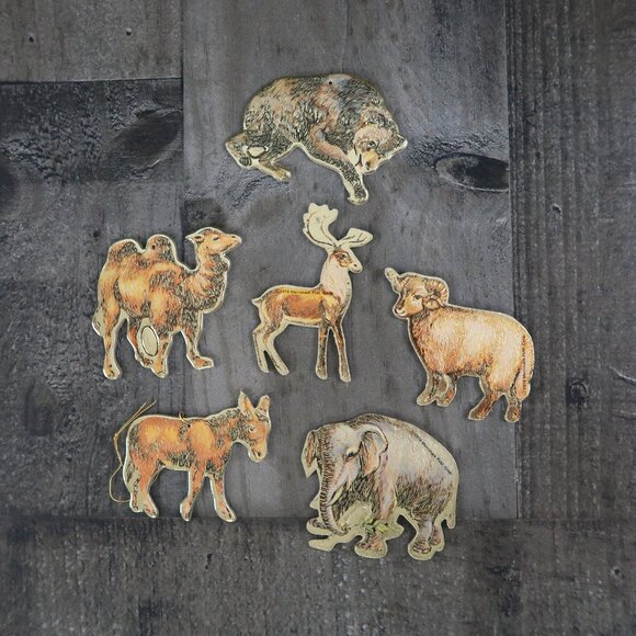 1978 Merrimack Die Cut Christmas Ornaments Elephant Camel Donkey Stag Ram - Picture 1 of 4